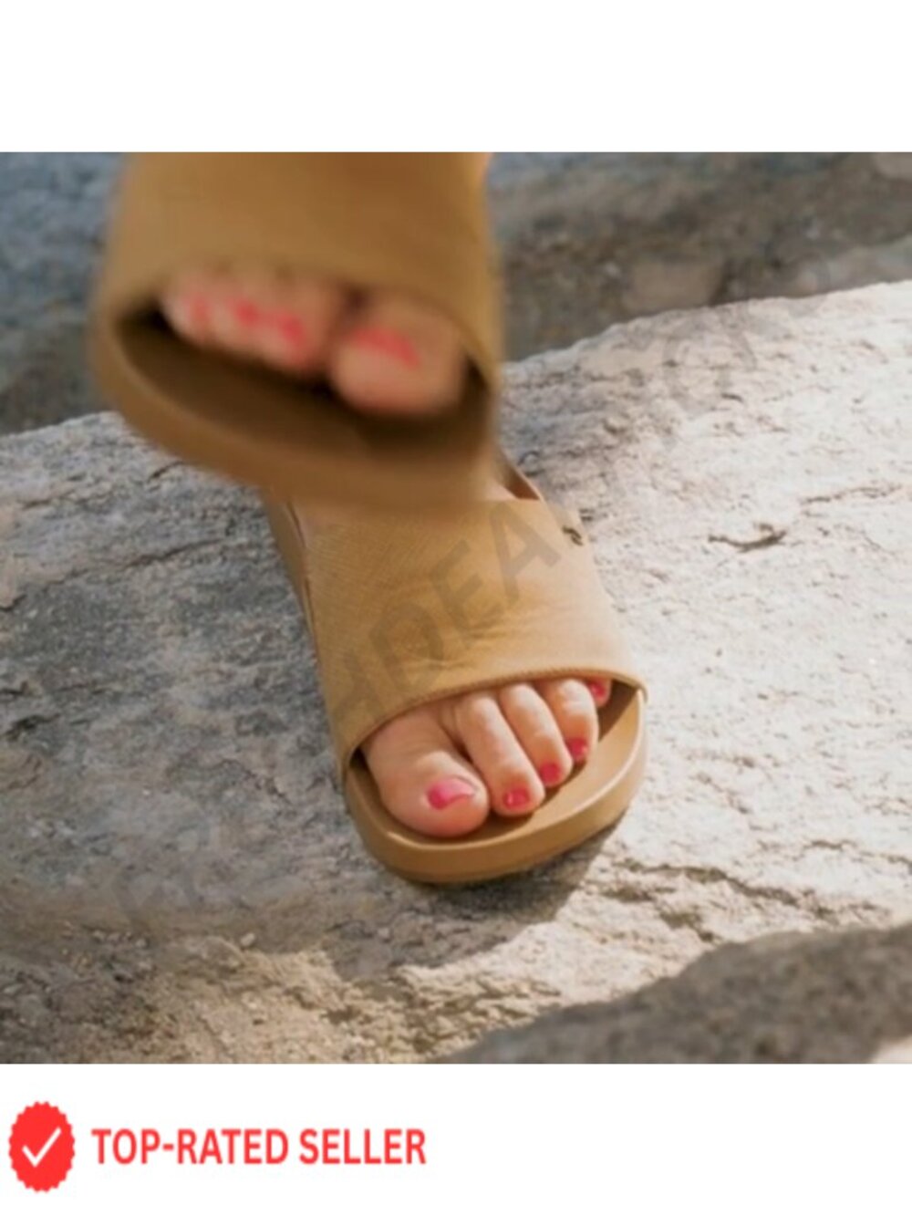Women's Leather Slide Sandal, Full-Grain Leather, Contoured Comfort Footbed, - Picture 6 of 6